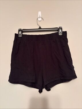 wild fable Black Elastic-Waist Casual Knit Shorts